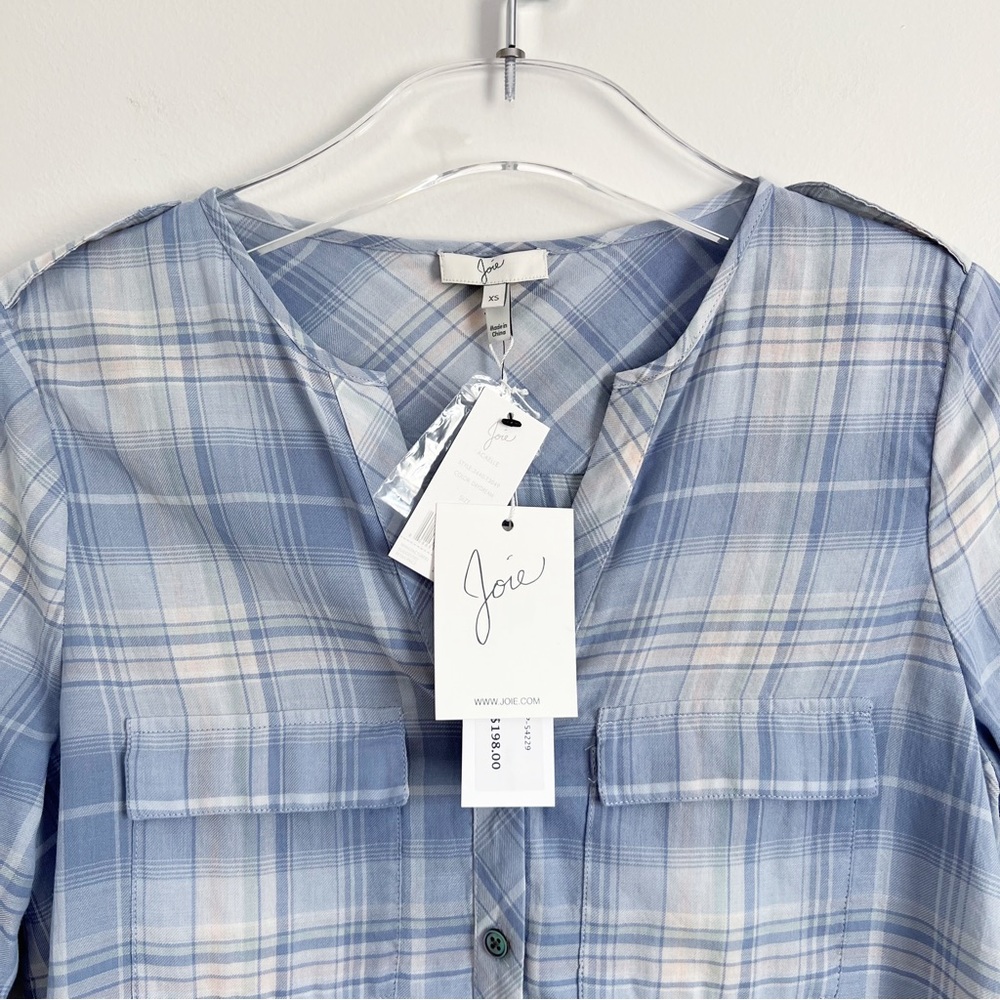 Joie Blouse Acaelle Plaid Button Down Cotton Top XS - Picture 10 of 17
